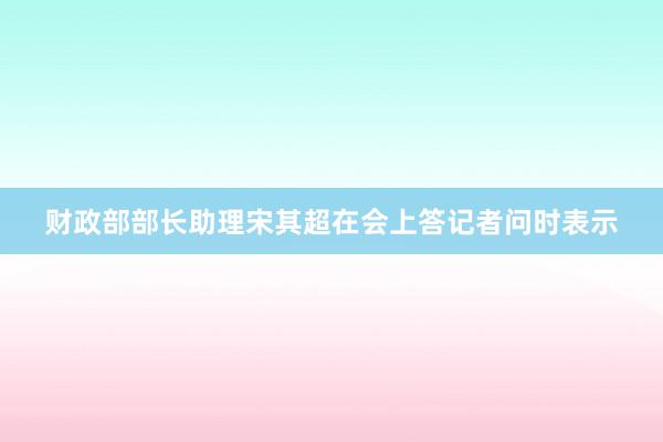 财政部部长助理宋其超在会上答记者问时表示