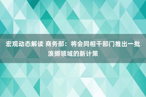 宏观动态解读 商务部：将会同相干部门推出一批浪掷领域的新计策