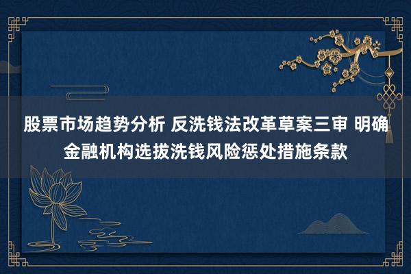 股票市场趋势分析 反洗钱法改革草案三审 明确金融机构选拔洗钱风险惩处措施条款