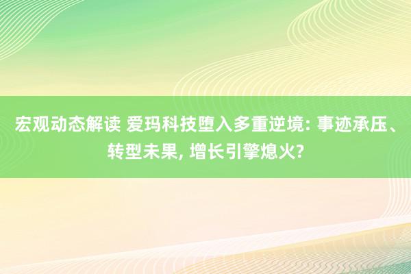 宏观动态解读 爱玛科技堕入多重逆境: 事迹承压、转型未果, 增长引擎熄火?