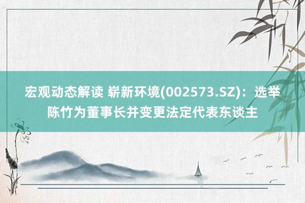 宏观动态解读 崭新环境(002573.SZ)：选举陈竹为董事长并变更法定代表东谈主