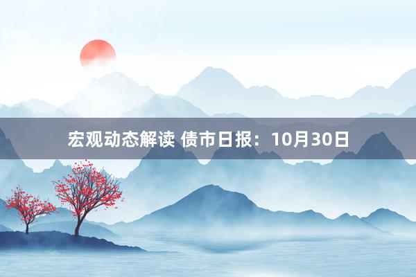 宏观动态解读 债市日报：10月30日