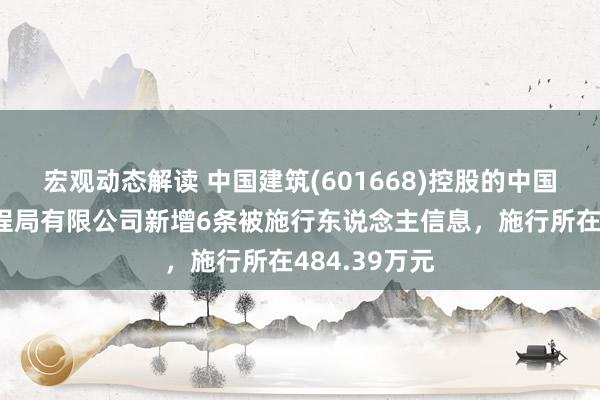 宏观动态解读 中国建筑(601668)控股的中国建筑第八工程局有限公司新增6条被施行东说念主信息，施行所在484.39万元