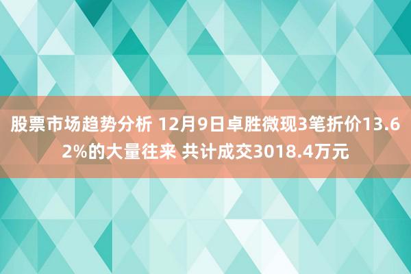 股票市场趋势分析 12月9日卓胜微现3笔折价13.62%的大量往来 共计成交3018.4万元