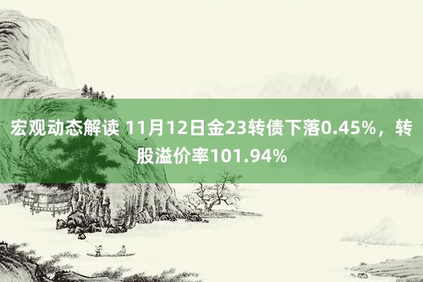 宏观动态解读 11月12日金23转债下落0.45%，转股溢价率101.94%