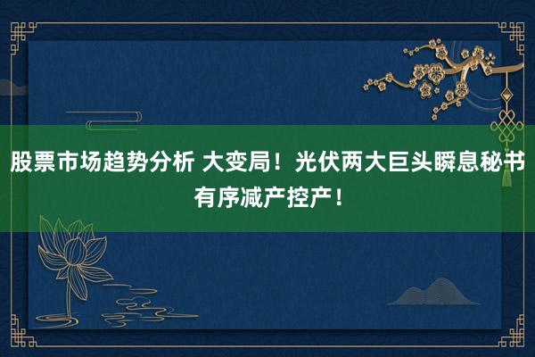 股票市场趋势分析 大变局！光伏两大巨头瞬息秘书有序减产控产！