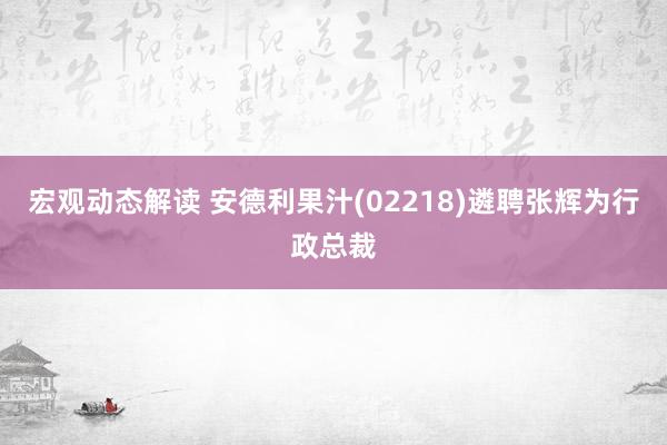 宏观动态解读 安德利果汁(02218)遴聘张辉为行政总裁