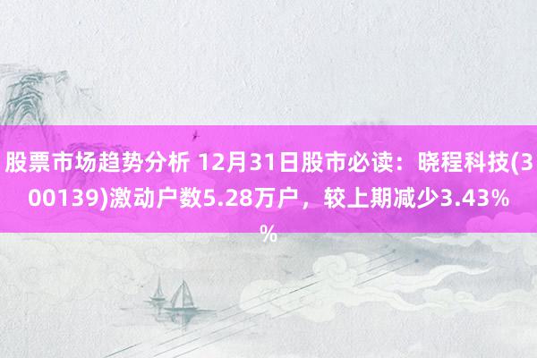 股票市场趋势分析 12月31日股市必读：晓程科技(300139)激动户数5.28万户，较上期减少3.43%