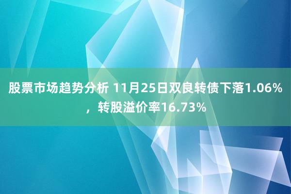 股票市场趋势分析 11月25日双良转债下落1.06%，转股溢价率16.73%