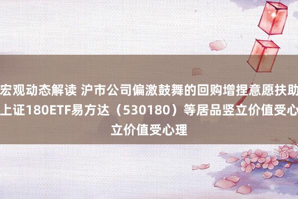 宏观动态解读 沪市公司偏激鼓舞的回购增捏意愿扶助，上证180ETF易方达（530180）等居品竖立价值受心理