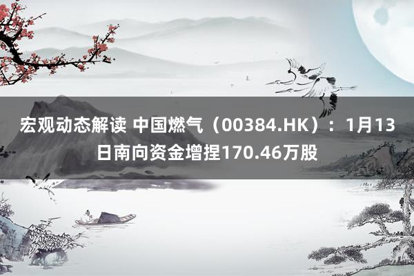 宏观动态解读 中国燃气（00384.HK）：1月13日南向资金增捏170.46万股