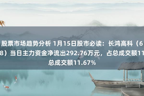 股票市场趋势分析 1月15日股市必读：长鸿高科（605008）当日主力资金净流出292.76万元，占总成交额11.67%