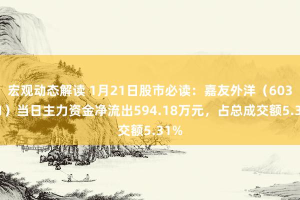 宏观动态解读 1月21日股市必读：嘉友外洋（603871）当日主力资金净流出594.18万元，占总成交额5.31%