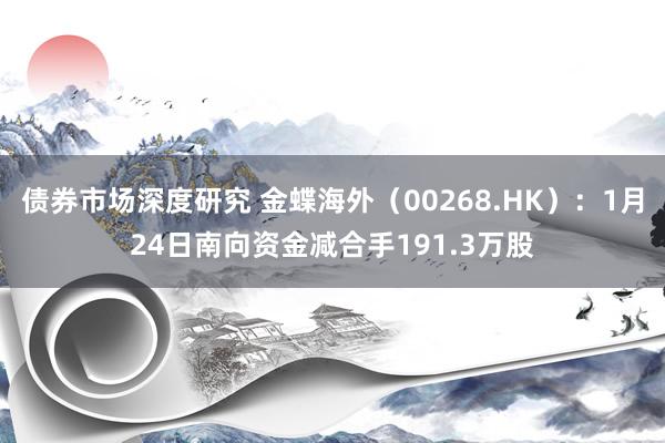 债券市场深度研究 金蝶海外（00268.HK）：1月24日南向资金减合手191.3万股