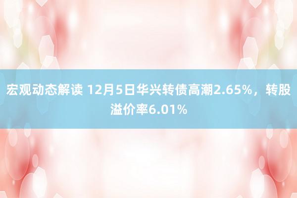 宏观动态解读 12月5日华兴转债高潮2.65%，转股溢价率6.01%