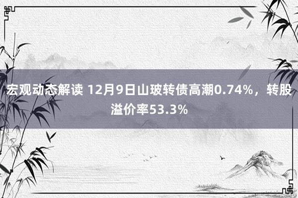 宏观动态解读 12月9日山玻转债高潮0.74%，转股溢价率53.3%