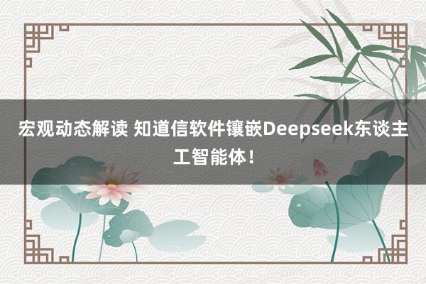 宏观动态解读 知道信软件镶嵌Deepseek东谈主工智能体！