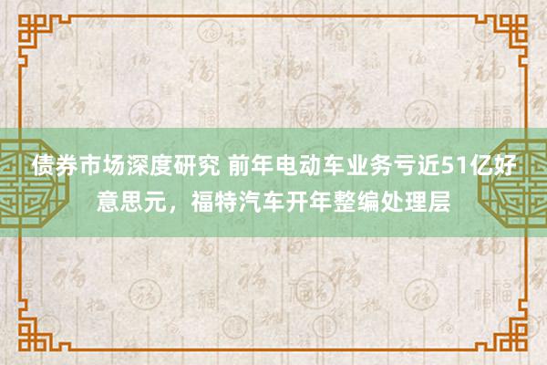 债券市场深度研究 前年电动车业务亏近51亿好意思元，福特汽车开年整编处理层