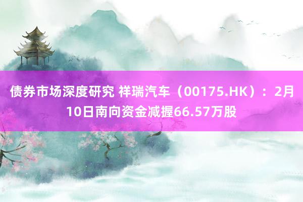 债券市场深度研究 祥瑞汽车（00175.HK）：2月10日南向资金减握66.57万股