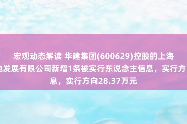 宏观动态解读 华建集团(600629)控股的上海景域园林斥地发展有限公司新增1条被实行东说念主信息，实行方向28.37万元