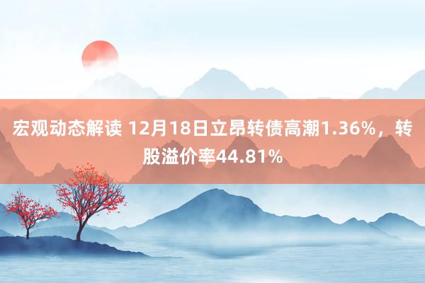 宏观动态解读 12月18日立昂转债高潮1.36%，转股溢价率44.81%