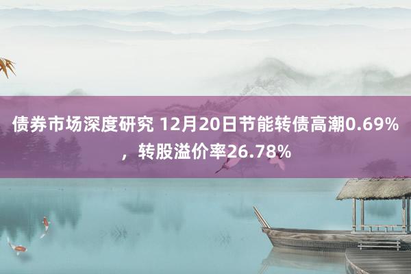 债券市场深度研究 12月20日节能转债高潮0.69%，转股溢价率26.78%