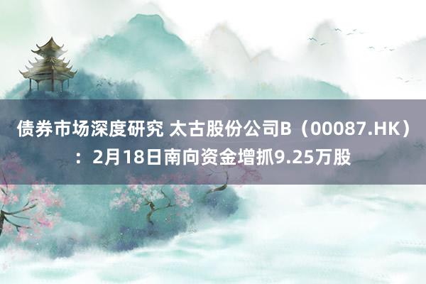 债券市场深度研究 太古股份公司B（00087.HK）：2月18日南向资金增抓9.25万股