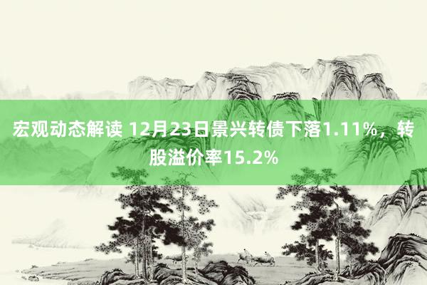 宏观动态解读 12月23日景兴转债下落1.11%，转股溢价率15.2%