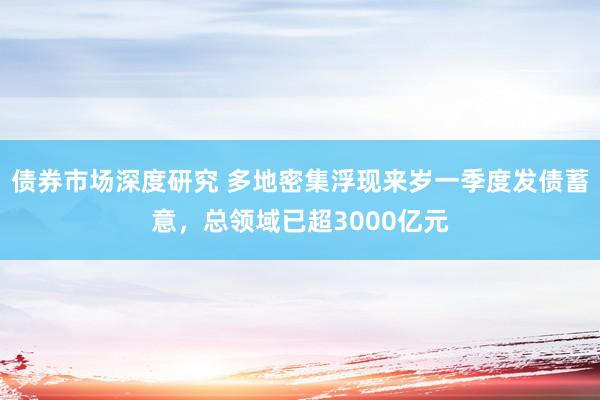 债券市场深度研究 多地密集浮现来岁一季度发债蓄意，总领域已超3000亿元