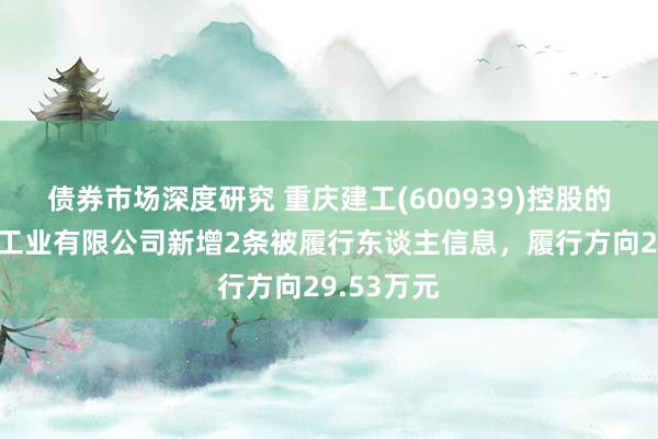 债券市场深度研究 重庆建工(600939)控股的重庆建工工业有限公司新增2条被履行东谈主信息，履行方向29.53万元