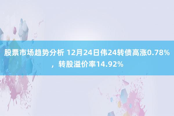 股票市场趋势分析 12月24日伟24转债高涨0.78%，转股溢价率14.92%