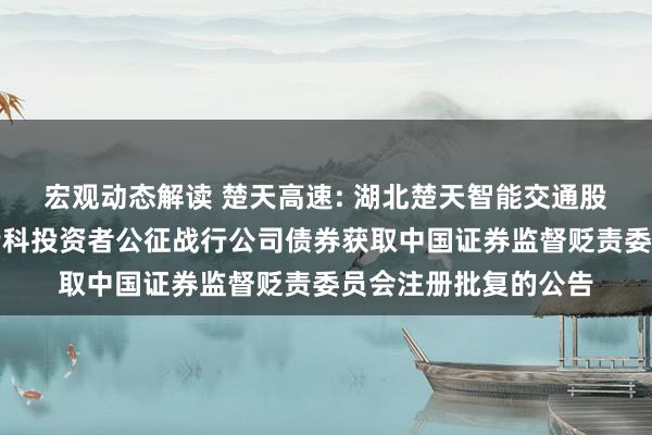 宏观动态解读 楚天高速: 湖北楚天智能交通股份有限公司对于向专科投资者公征战行公司债券获取中国证券监督贬责委员会注册批复的公告