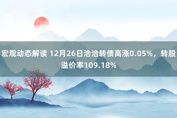 宏观动态解读 12月26日洽洽转债高涨0.05%，转股溢价率109.18%