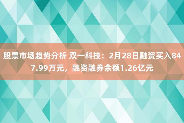 股票市场趋势分析 双一科技：2月28日融资买入847.99万元，融资融券余额1.26亿元