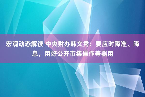 宏观动态解读 中央财办韩文秀：要应时降准、降息，用好公开市集操作等器用