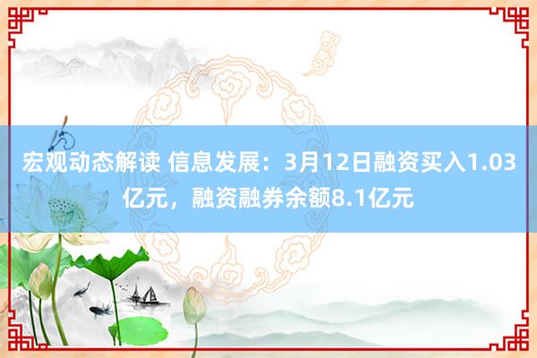 宏观动态解读 信息发展：3月12日融资买入1.03亿元，融资融券余额8.1亿元