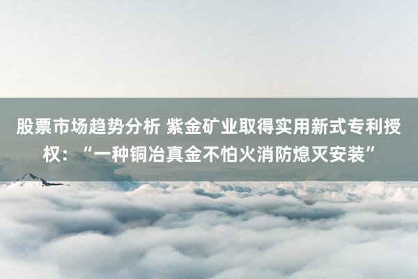 股票市场趋势分析 紫金矿业取得实用新式专利授权：“一种铜冶真金不怕火消防熄灭安装”