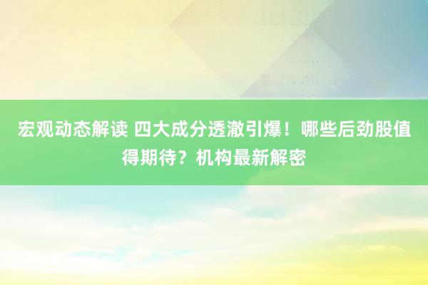 宏观动态解读 四大成分透澈引爆！哪些后劲股值得期待？机构最新解密