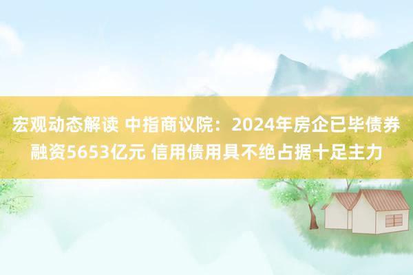 宏观动态解读 中指商议院：2024年房企已毕债券融资5653亿元 信用债用具不绝占据十足主力