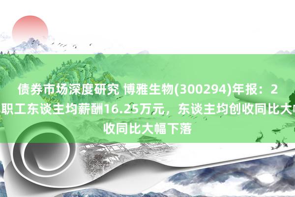 债券市场深度研究 博雅生物(300294)年报：2024年职工东谈主均薪酬16.25万元，东谈主均创收同比大幅下落